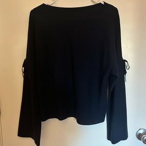 Vince Navy Blue Top Tie Sleeves 100% Wool long sleeve nautical boat neck